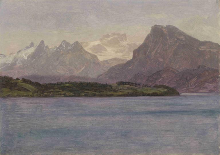 Alaskan Coast Range,Albert Bierstadt,Oil Painting,Oil Painting, no humans, scenery, outdoors, cloud