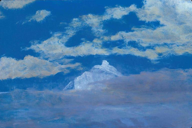 Cloud Study With Mountain Peak,Albert Bierstadt,Oil Painting,Oil Painting, cloud, no humans, sky, scenery