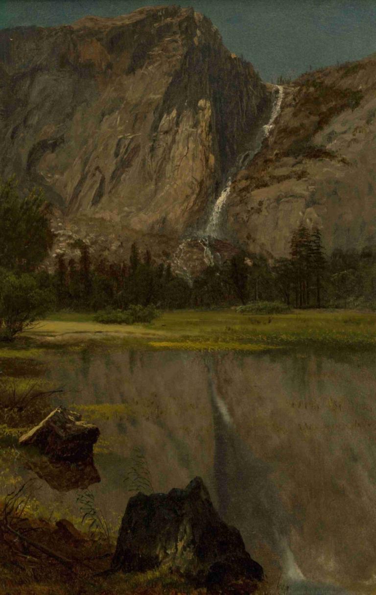 Hetch Hetchy Falls,California,헤치 헤치 폭포, 캘리포니아,Albert Bierstadt,알버트 비어슈타트,오일 페인팅,오일 페인팅, 경치, 인간은 없어, 옥외, 물, 강