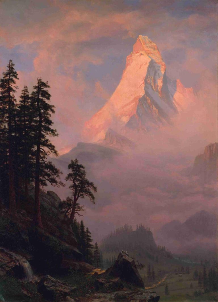 Sunrise on the Matterhorn,Ανατολή του ηλίου στο Matterhorn,Albert Bierstadt,Ελαιογραφία,Ελαιογραφία, τοπίο