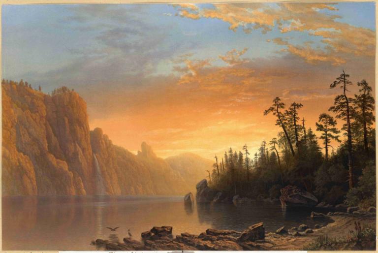 Sunset in California,Ηλιοβασίλεμα στην Καλιφόρνια,Albert Bierstadt,Ελαιογραφία,Ελαιογραφία, τοπίο