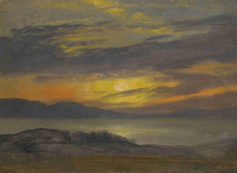 Sunset,Ηλιοβασίλεμα,Albert Bierstadt,Ελαιογραφία,Ελαιογραφία, όχι ανθρώπους, τοπίο, σύννεφο