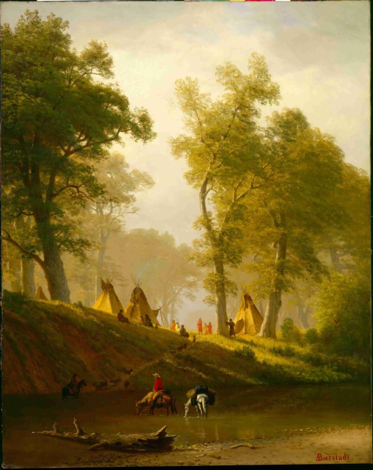 The Wolf River, Kansas,Ο ποταμός Wolf, Κάνσας,Albert Bierstadt,Ελαιογραφία,Ελαιογραφία, δέντρο, τοπίο