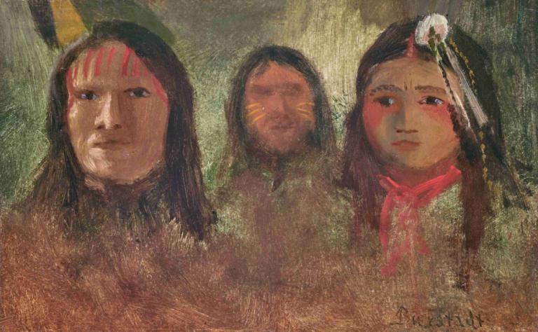 Three Indians,Trije Indijanci,Albert Bierstadt,Oljna slika,Oljna slika, realističen, likovna parodija