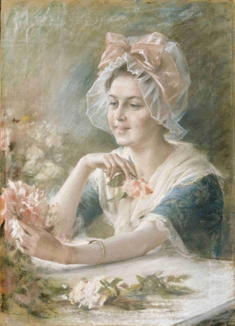 Flower Girl,Fille de la fleur,Albert Edelfelt,Peinture à l'huile,Peinture à l'huile, parodie des beaux-arts