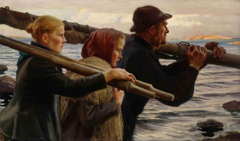 In The Outer Archipelago,I Det Ydre Øhav,Albert Edelfelt,Oliemaleri,Oliemaleri, flere drenge, blond hår