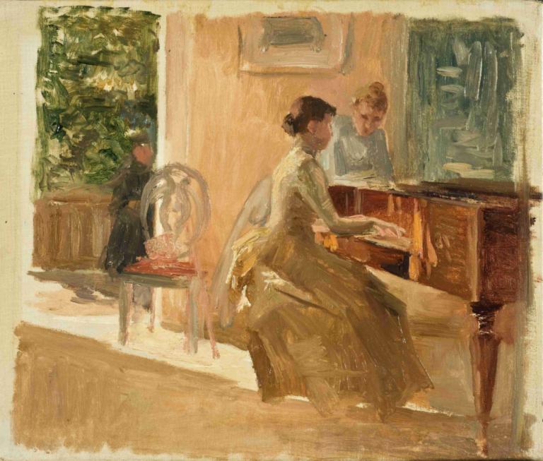 In the Drawing-room at Haiko,En el salón de Haiko,Albert Edelfelt,Pintura al óleo,Pintura al óleo, vestido