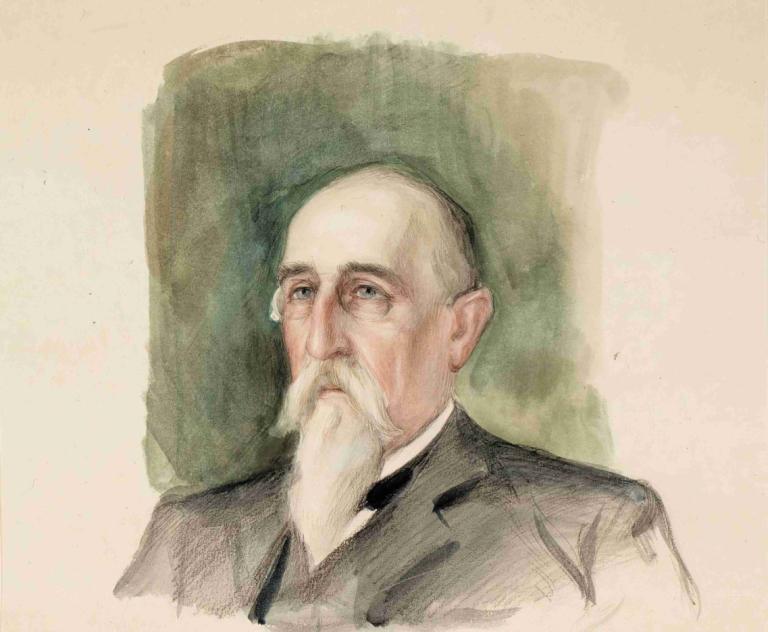 Leo Mechelin, Portrait Study,Leo Mechelin，肖像研究,Albert Edelfelt,艾伯特·埃德爾費爾特,油畫,油畫, 1男孩, 男性焦點, 獨奏, 鬍子, 老人, 鬍子