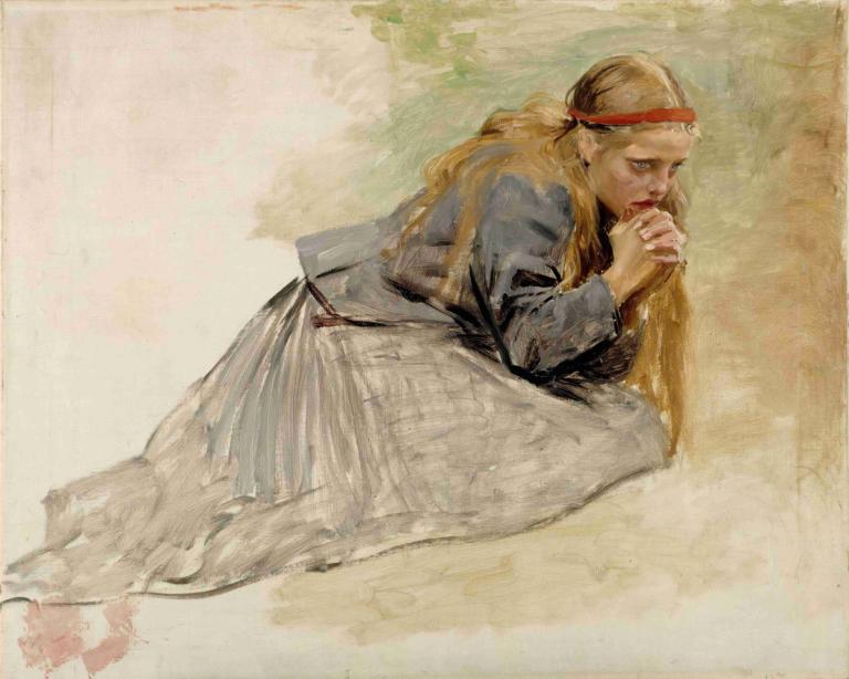 Mary Magdalene Kneeling, Study For The Christ And Mary Magdalene,Maria Magdalene knælende