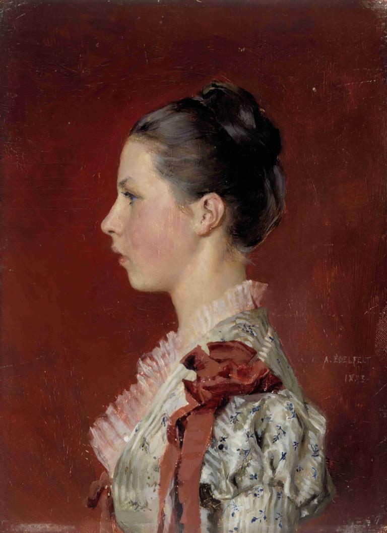 Portrait Of The Artist's Sister Annie Edelfelt,아티스트의 여동생 애니 에델펠트의 초상화,Albert Edelfelt,알버트 에델펠트,오일 페인팅,오일 페인팅