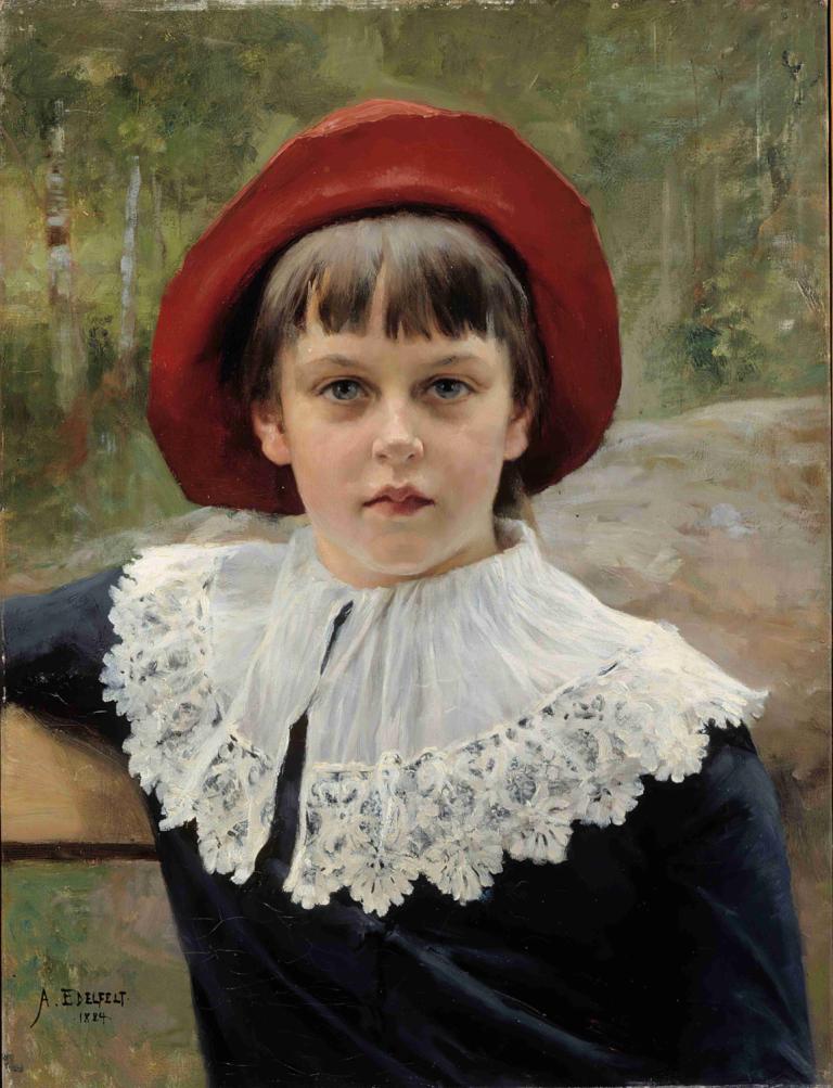 Portrait Of The Artist's Sister Berta Edelfelt,Portræt af kunstnerens søster Berta Edelfelt,Albert Edelfelt