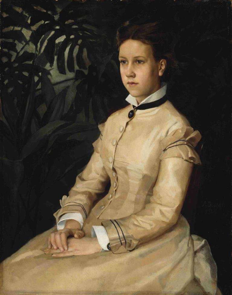 Portrait Of The Artist's Sister Ellen Edelfelt,画家の妹エレン・エデルフェルトの肖像,Albert Edelfelt,アルバート・エーデルフェルト,油絵,油絵, ソロ