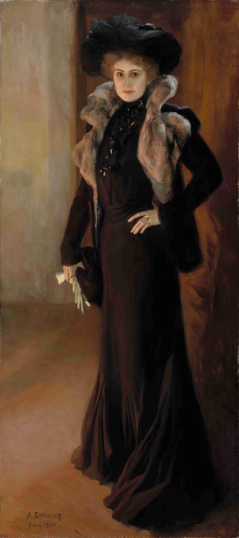 Portrait Of The Opera Singer Aino Ackté,Portræt af operasangeren Aino Ackté,Albert Edelfelt,Oliemaleri