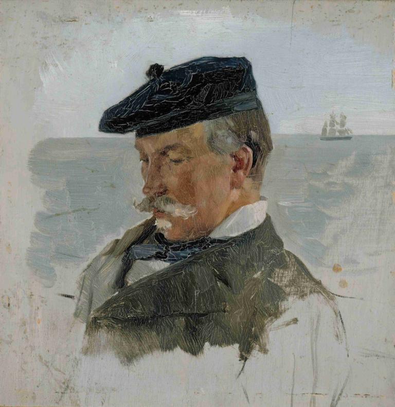 Portrait Sketch of Adolf von Becker the Painter,Szkic portretowy malarza Adolfa von Beckera,Albert Edelfelt