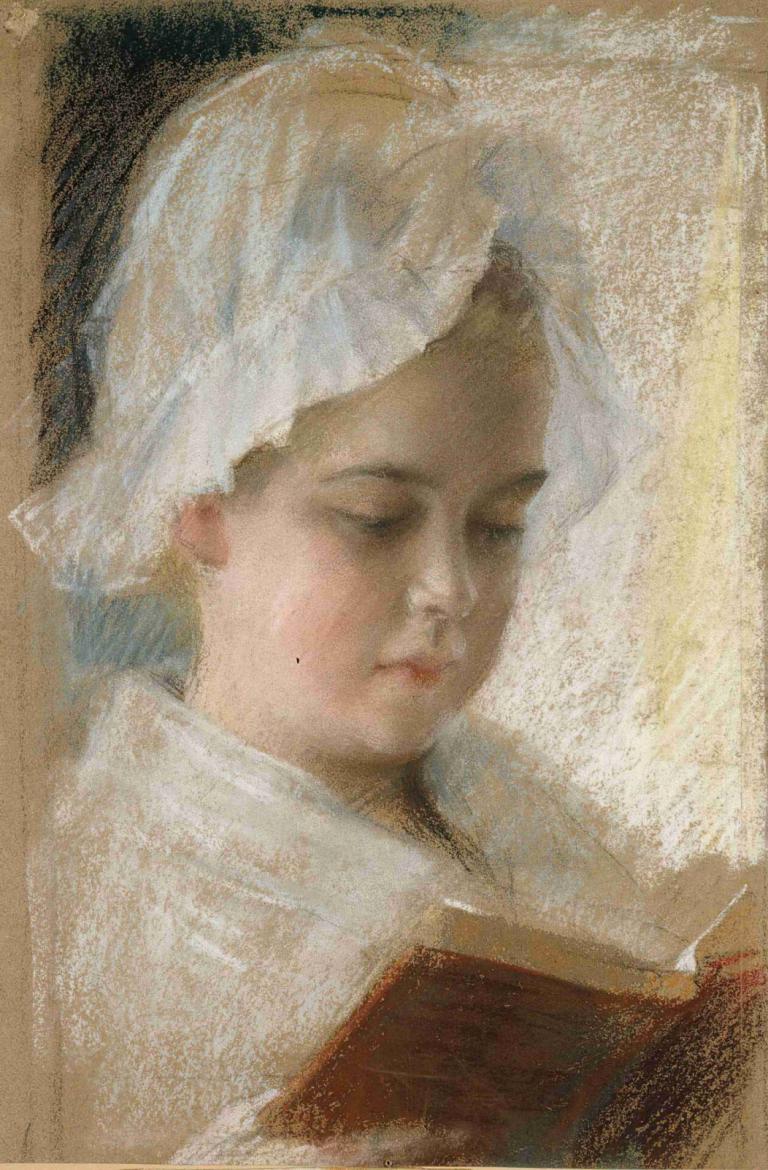 Portrait of Berta Edelfelt, study,베르타 에델펠트의 초상화, 스터디,Albert Edelfelt,알버트 에델펠트,오일 페인팅,오일 페인팅, 독주, 현실적인, 감긴 눈