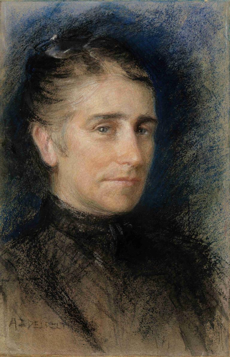 Portrait of Mrs. Emilie Krohn,에밀리 크론 부인의 초상화,Albert Edelfelt,알버트 에델펠트,오일 페인팅,오일 페인팅, 독주, 1남, 남성 집중, 현실적인