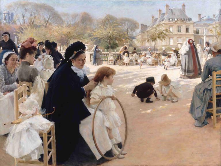 The Luxembourg Gardens, Paris, 1887,De Luxemburgse tuinen, Parijs, 1887,Albert Edelfelt,Olieverf,Olieverf