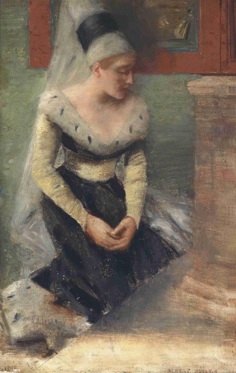 Burgfräulein,Damigella del castello,Albert von Keller,Pittura ad olio,Pittura ad olio