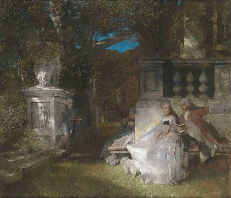 Galante Szene im Park,Scena galante nel parco,Albert von Keller,Pittura ad olio,Pittura ad olio, più ragazze