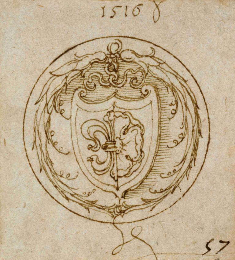 Design for an Ornament or Signet Ring with the Arms of Lazarus Spengler,Albrecht Dürer,Sketch,Sketch