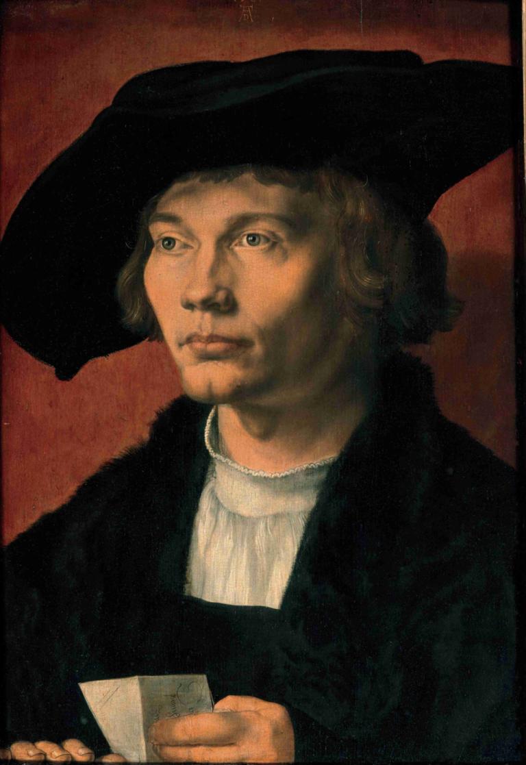 Portrait of Bernhart von Reesen,베른하르트 폰 리센의 초상화,Albrecht Dürer,알브레히트 뒤러,오일 페인팅,오일 페인팅, 독주, 모자, 1남, 남성 집중