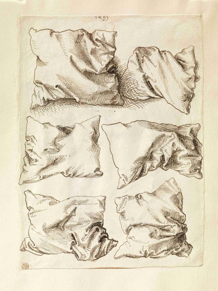 Six Studies of Pillows,Enam Studi tentang Bantal,Albrecht Dürer,Sketsa,Sketsa, satu warna, tidak ada manusia