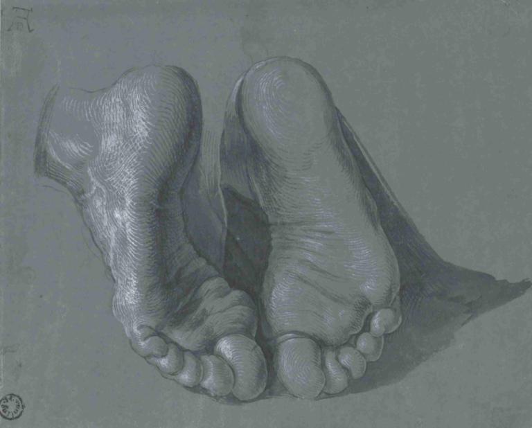 Study of Two Feet,Studi tentang Dua Kaki,Albrecht Dürer,Sketsa,Sketsa, fokus kaki, satu warna, kaki, solo