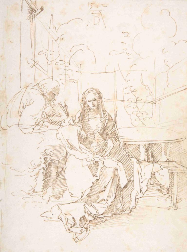 The Holy Family in an Enclosed Garden,Η Αγία Οικογένεια σε έναν κλειστό κήπο,Albrecht Dürer,Σκίτσο,Σκίτσο