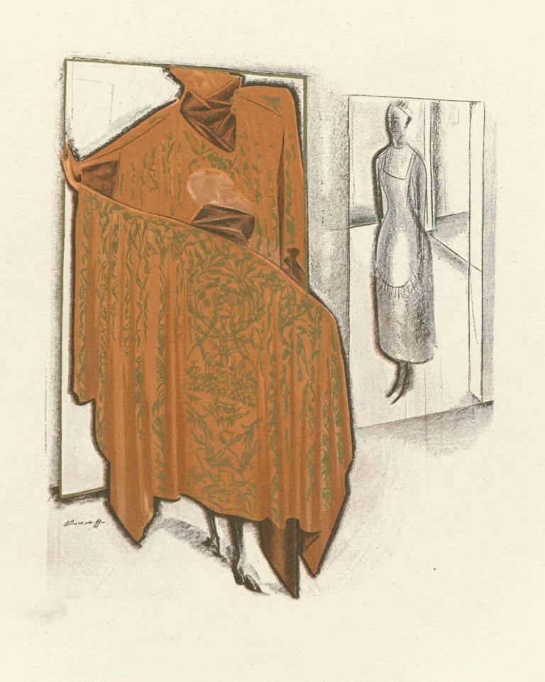 Effet de glace ; Manteau du soir, de Paul Poiret,Alexander Evgenievich Yakovlev,Color Sketch,Color Sketch