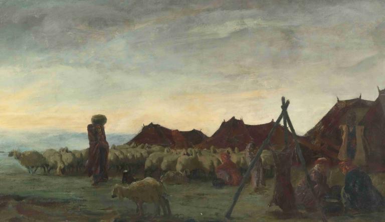 Nomads In The Region Of Meshed,Alexander Evgenievich Yakovlev,Oil Painting,Oil Painting, outdoors, scenery