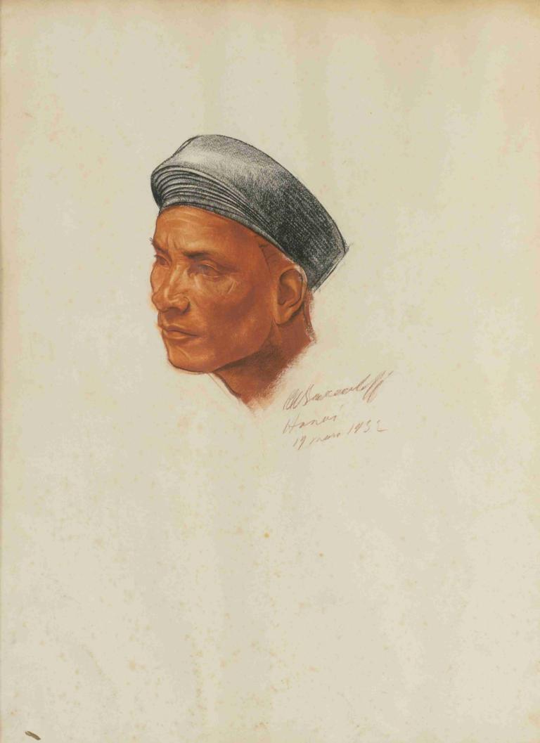 Portrait of A Vietnamese Man,越南男子肖像,Alexander Evgenievich Yakovlev,亚历山大-叶甫盖尼耶维奇-雅科夫列夫,彩色素描,彩色素描, 独奏, 1男孩