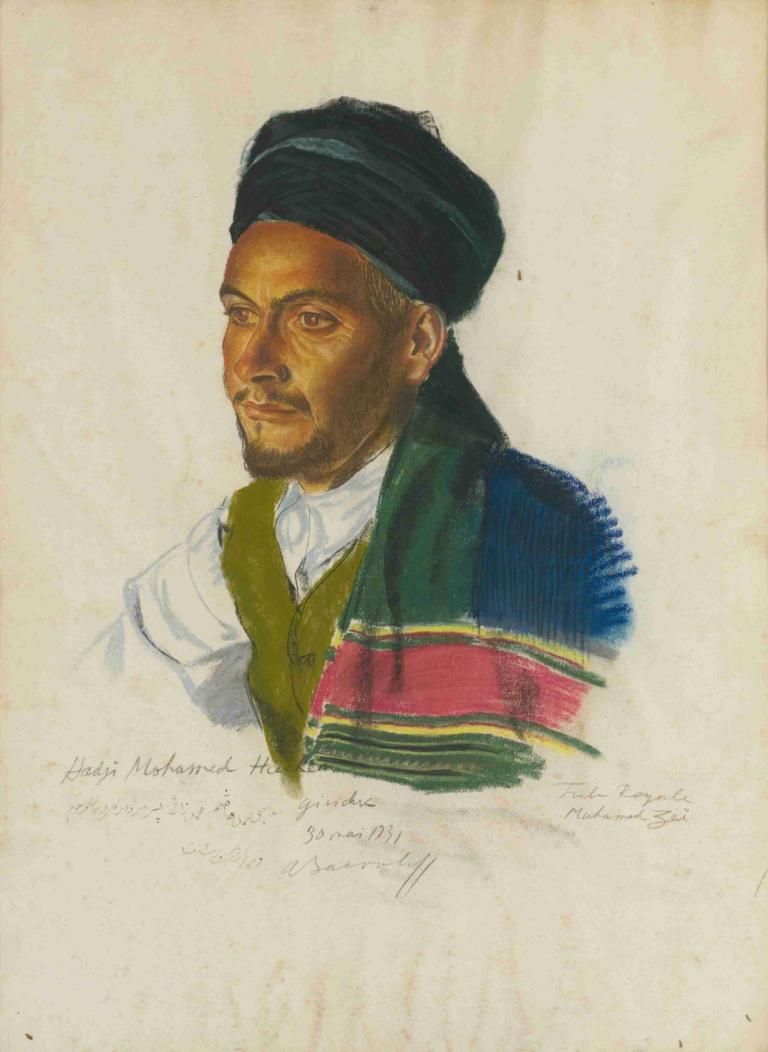 Portrait of Haji Mohamed Hachem,哈吉-穆罕默德-哈切姆肖像,Alexander Evgenievich Yakovlev,亚历山大-叶甫盖尼耶维奇-雅科夫列夫,插画,插画, 1男孩