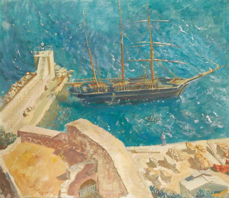 View Of The Port In Calvi,Calvi Limanı'nın Görünümü,Alexander Evgenievich Yakovlev,Yağlı boya,Yağlı boya