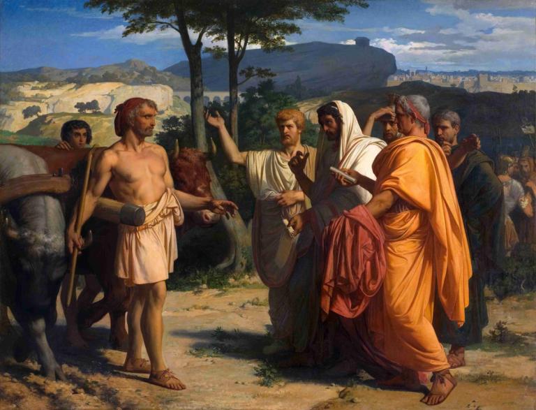 Cincinnatus Recevant Les Ambassadeurs De Rome,Alexandre Cabanel,Oil Painting,Oil Painting, fine art parody