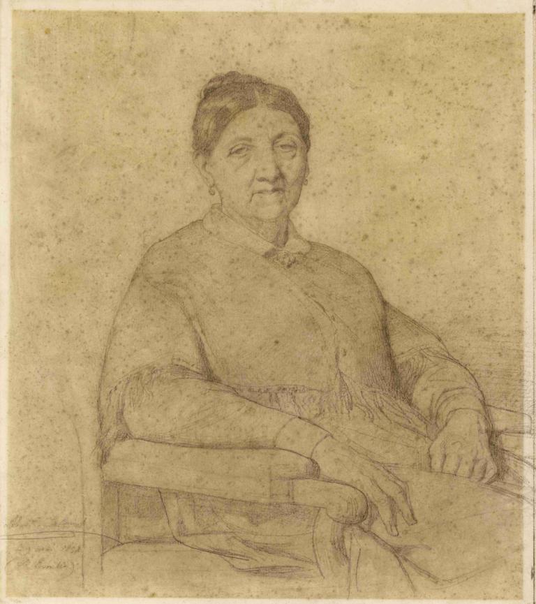 Portrait de Mme Paccini, mère de Me Paton,Potret Nyonya Paccini, ibu dari Tn. Paton,Alexandre Cabanel,Sketsa