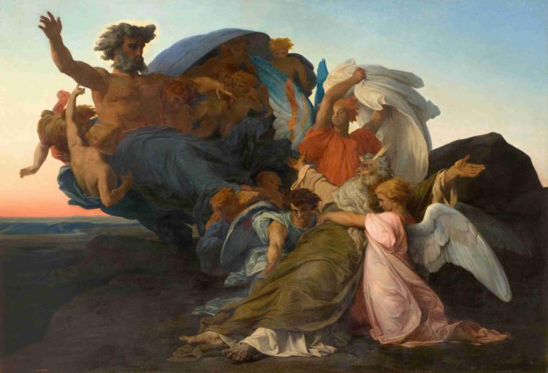 The Death of Moses,摩西之死,Alexandre Cabanel,亚历山大-卡瓦内尔,油画,油画, 美术模仿, 多个男孩, 翅膀, 戏仿, 金头发, 赤脚, 天使的翅膀, 天使, 胡子, 多个女孩