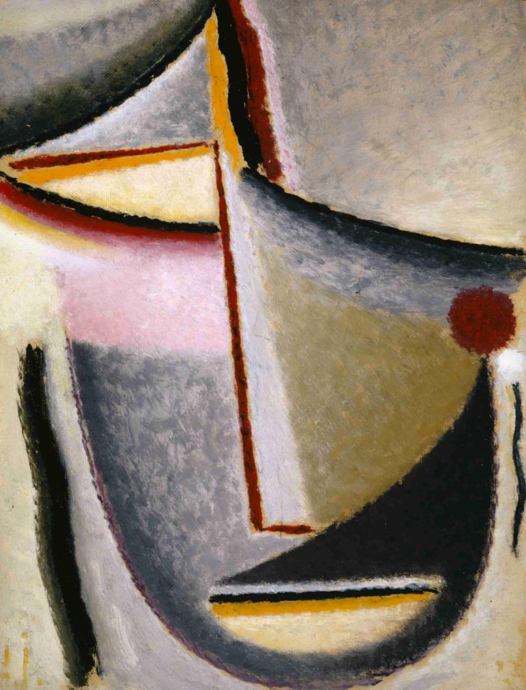 Abstract Head (Constructive Head),Alexej von Jawlensky,Oil Painting,Oil Painting, solo, traditional media