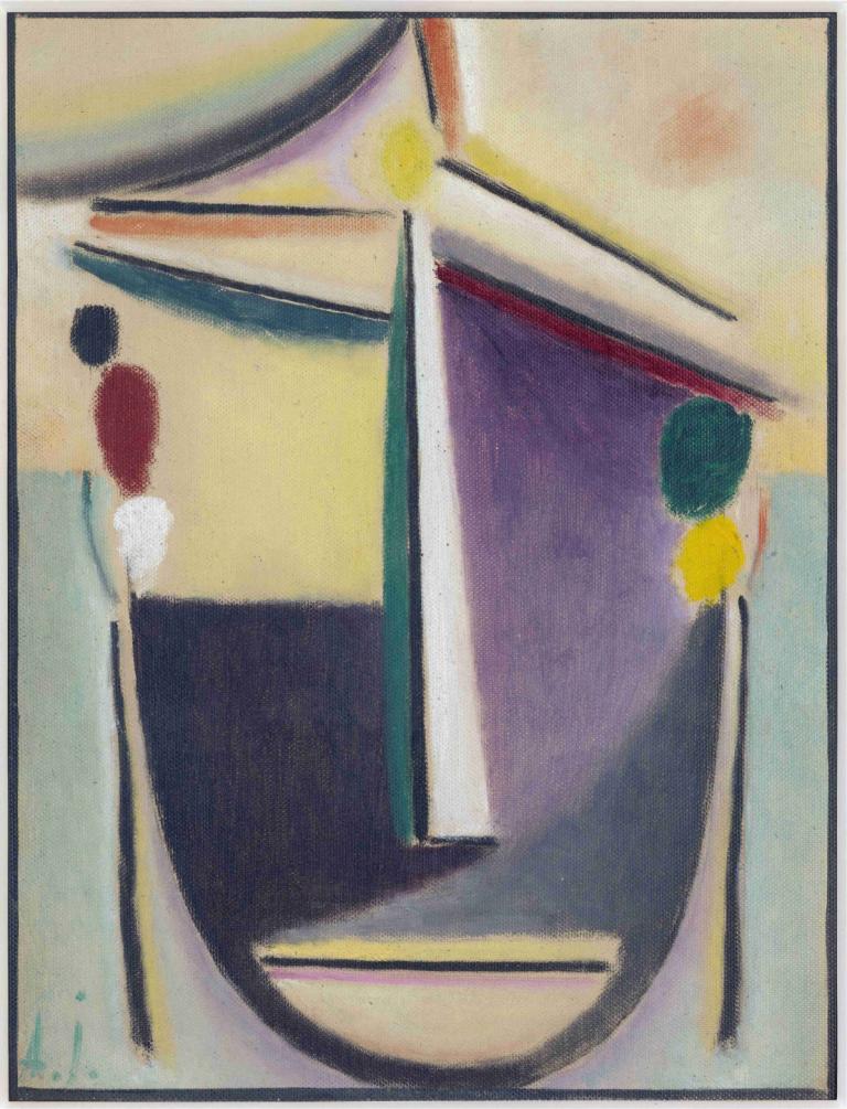 Abstract Head, Black-Yellow-Purple,Cap abstract, negru-galben-violet,Alexej von Jawlensky,Pictura in ulei