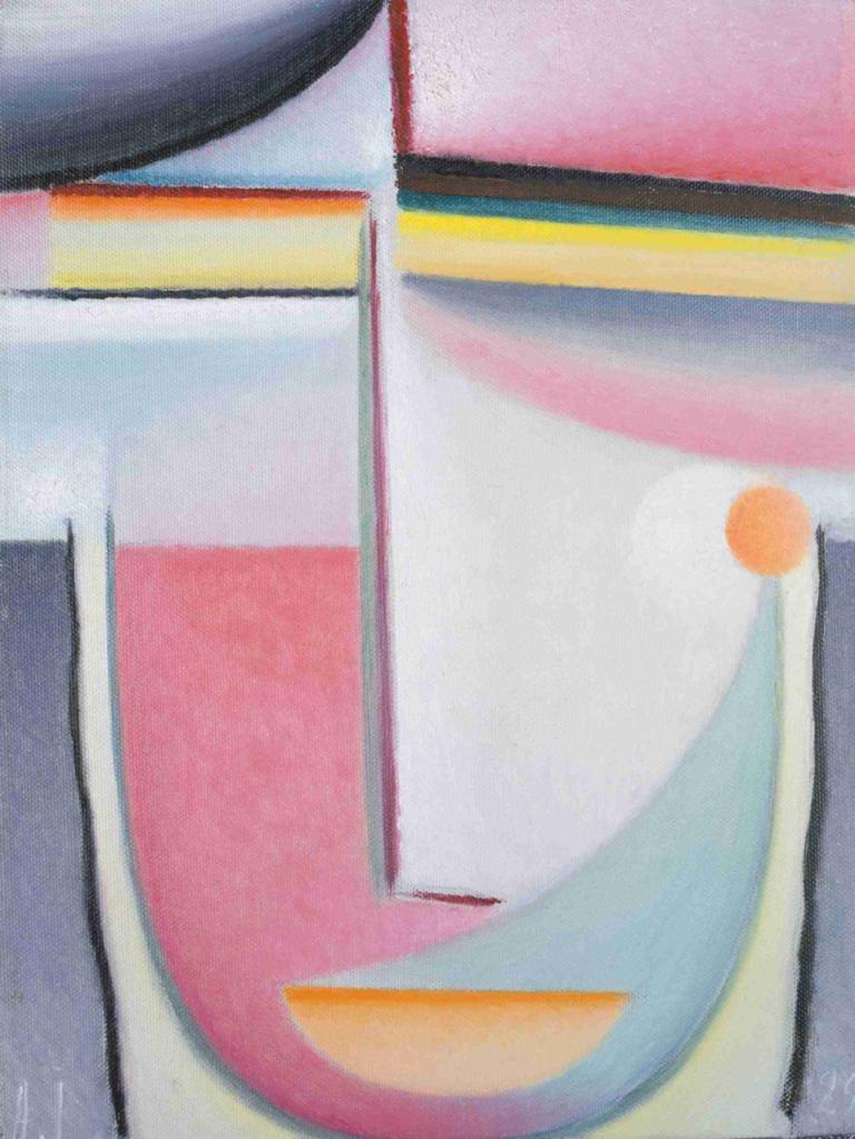 Abstract Head, Symphony in Pink,Alexej von Jawlensky,Oil Painting,Oil Painting, solo, close-up