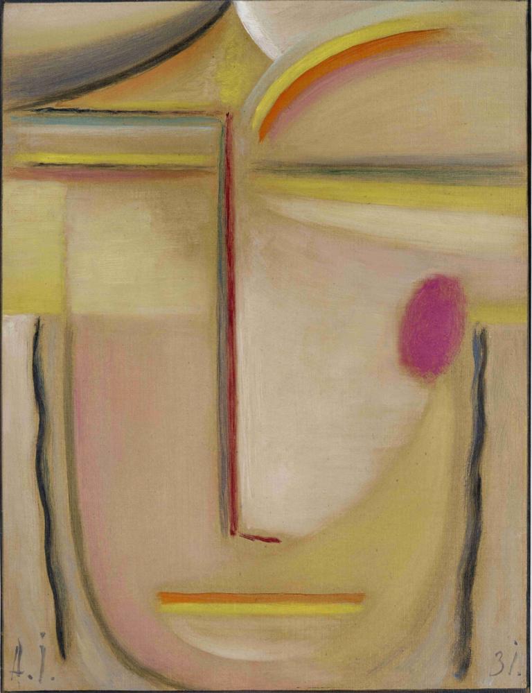 Abstract Head,Gold and Pink,Tête abstraite, or et rose,Alexej von Jawlensky,Peinture à l'huile