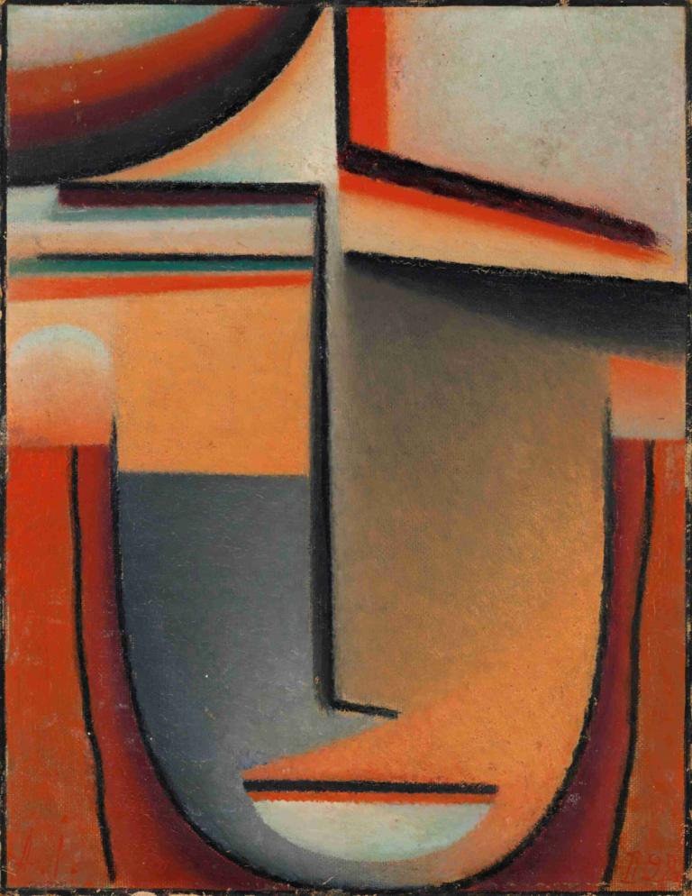 Abstract Head; Tragic,抽象的な頭、悲劇的,Alexej von Jawlensky,アレクセイ・フォン・ジャウレンスキー,油絵,油絵, ソロ, 男性の焦点, 閉じた口, 男の子1人, 赤毛