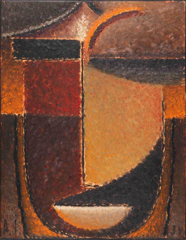 Abstrakter Kopf; Orient - Verhaltene Glut,Soyut kafa; Orient - Sessiz parıltı,Alexej von Jawlensky,Yağlı boya