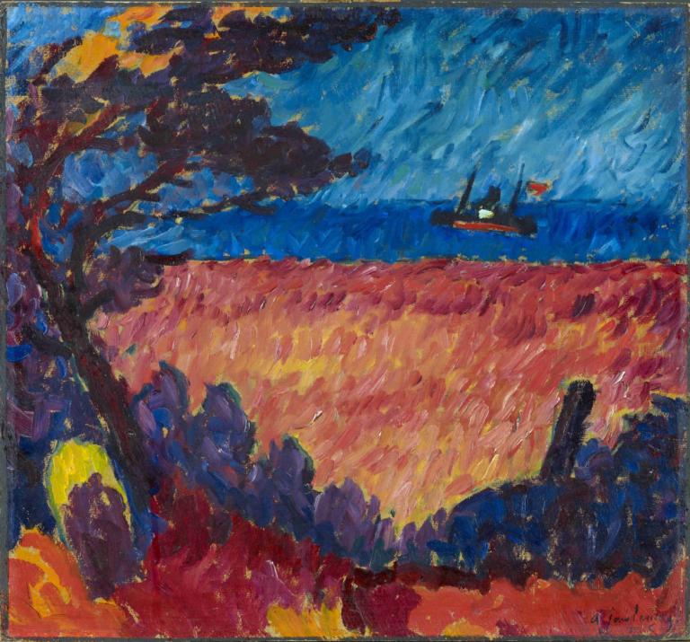 At The Baltic Sea,Alexej von Jawlensky,Oil Painting,Oil Painting, tree, traditional media, scenery, no humans