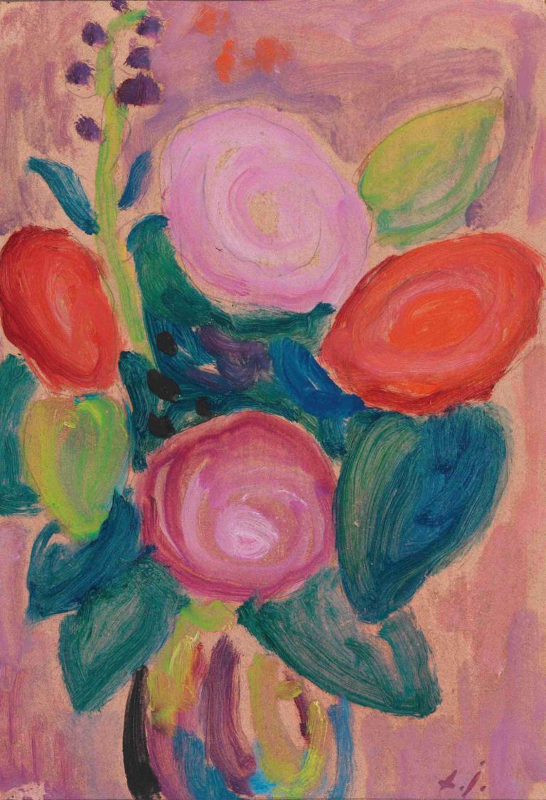 Blumenstrauss in Vase,Alexej von Jawlensky,Oil Painting,Oil Painting, no humans, flower, traditional media