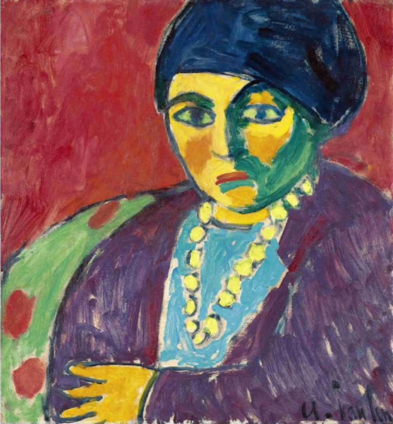 Female Head, Helene,Kvinnlig ledare, Helene,Alexej von Jawlensky,Oljemålning,Oljemålning, solo, halsband