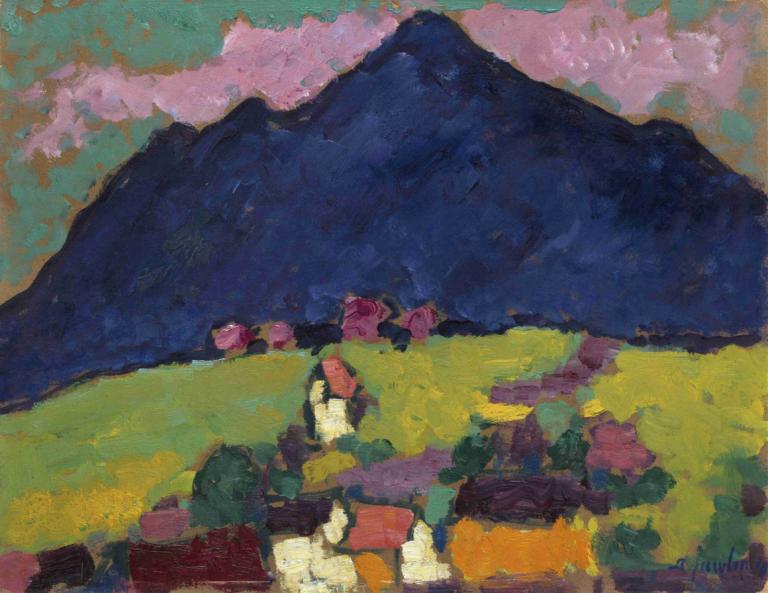 Murnau,Alexej von Jawlensky,Oil Painting,Oil Painting, outdoors, mountain, scenery, no humans, grass, solo