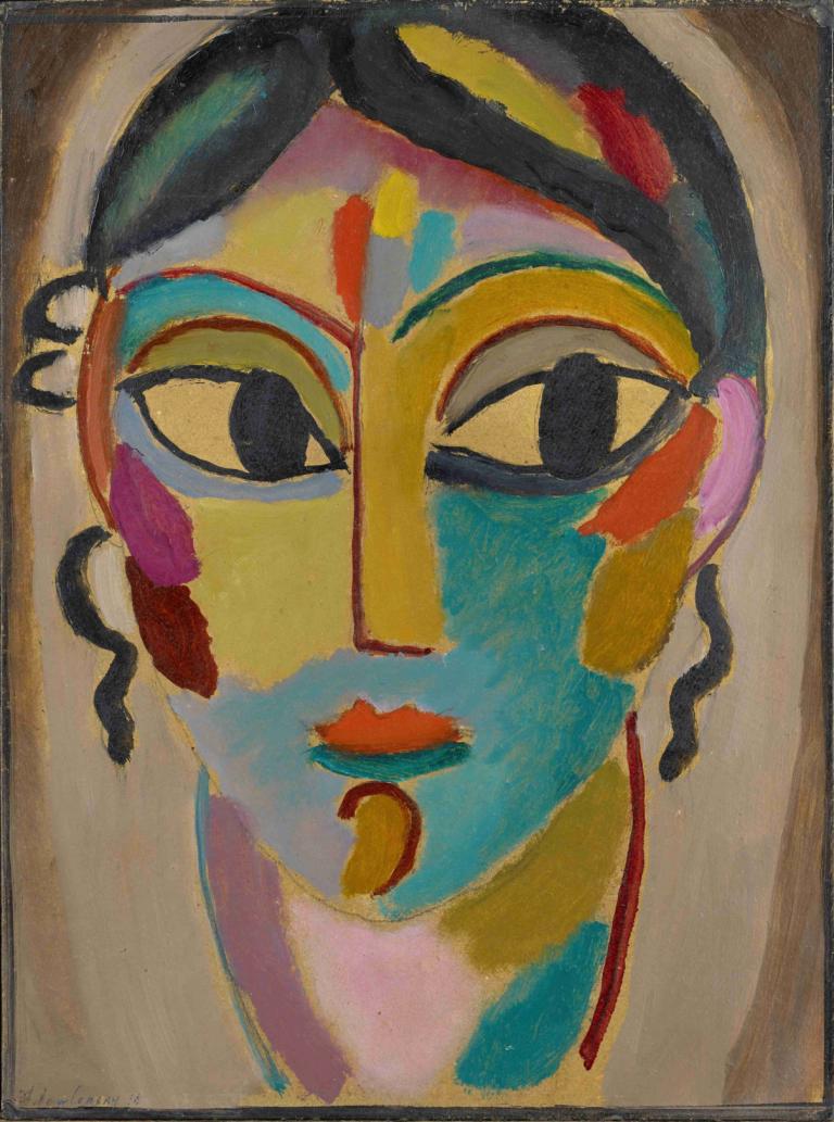 Mystical Head, Head Of A Girl (Frontal),Mystisk hode, leder av en jente (frontal),Alexej von Jawlensky