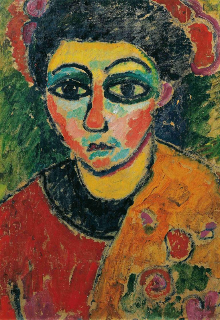 Portrait of a lady,Portrett av en dame,Alexej von Jawlensky,Alexei von Jawlensky,Oljemaleri,Oljemaleri, solo