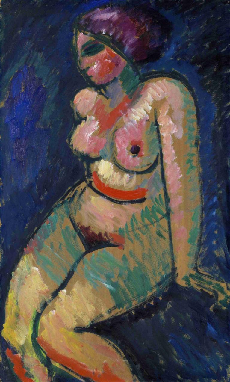 Seated Female Nude,Sitzender weiblicher Akt,Alexej von Jawlensky,Ölgemälde,Ölgemälde, 1Mädchen, Solo, Brüste