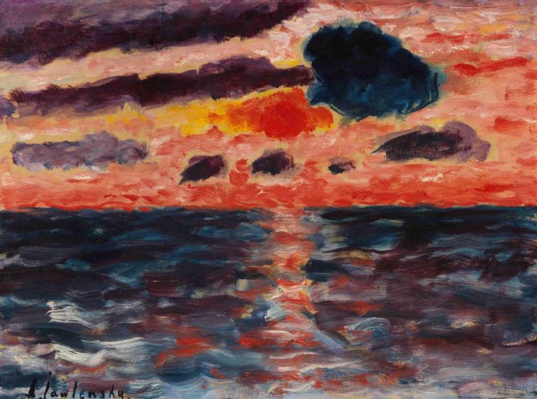 Sonnenuntergang, Borkum,Alexej von Jawlensky,Ölgemälde,Ölgemälde, keine Menschen, Wolke, traditionelle Medien